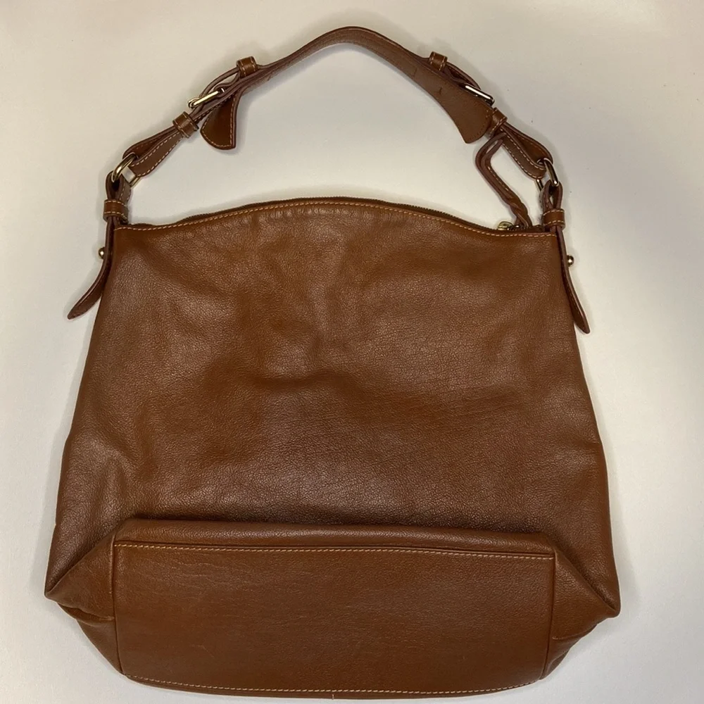 Vintage Dooney & Bourke Large Dillen Sac Hobo Brown Leather Purse Shoulder Bag